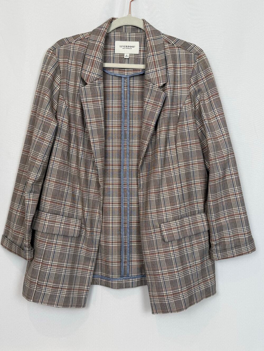 Liverpool Los Angeles Plaid Open Front Blazer XL